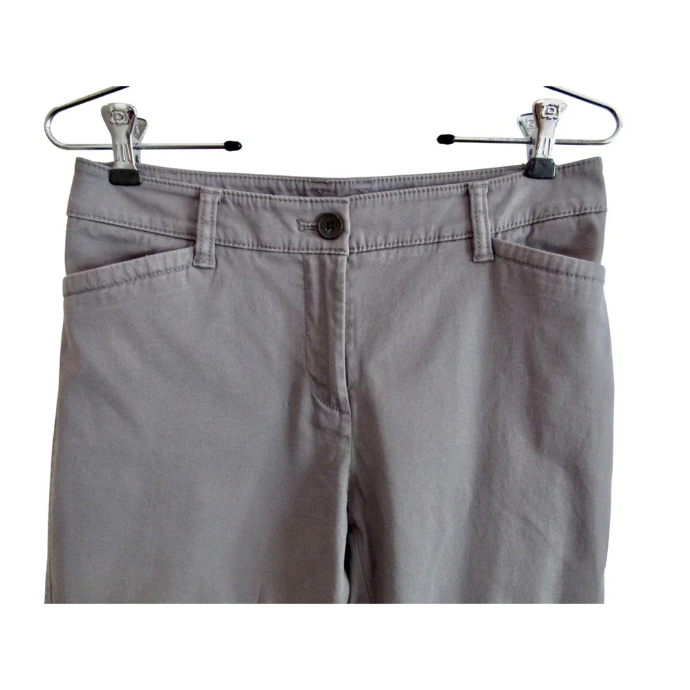 Talbots Straight Leg Chino Pants 2P Gray Stretch Cotton Petite Office Casual